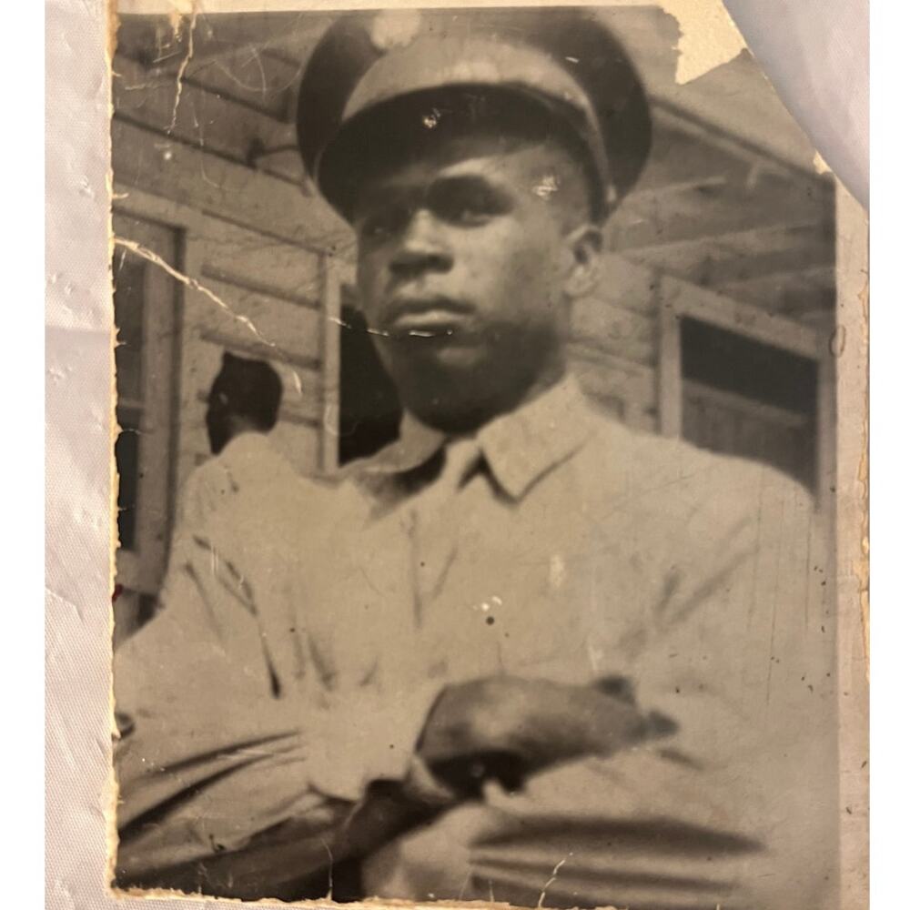 Antique Vintage B&W Military Photo African American Soldier WWII Era